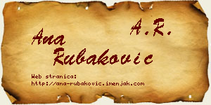 Ana Rubaković vizit kartica